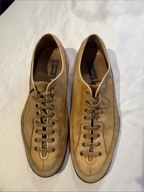 Men's Casual Tan Leather Lace-Up Sneakers made in Italy